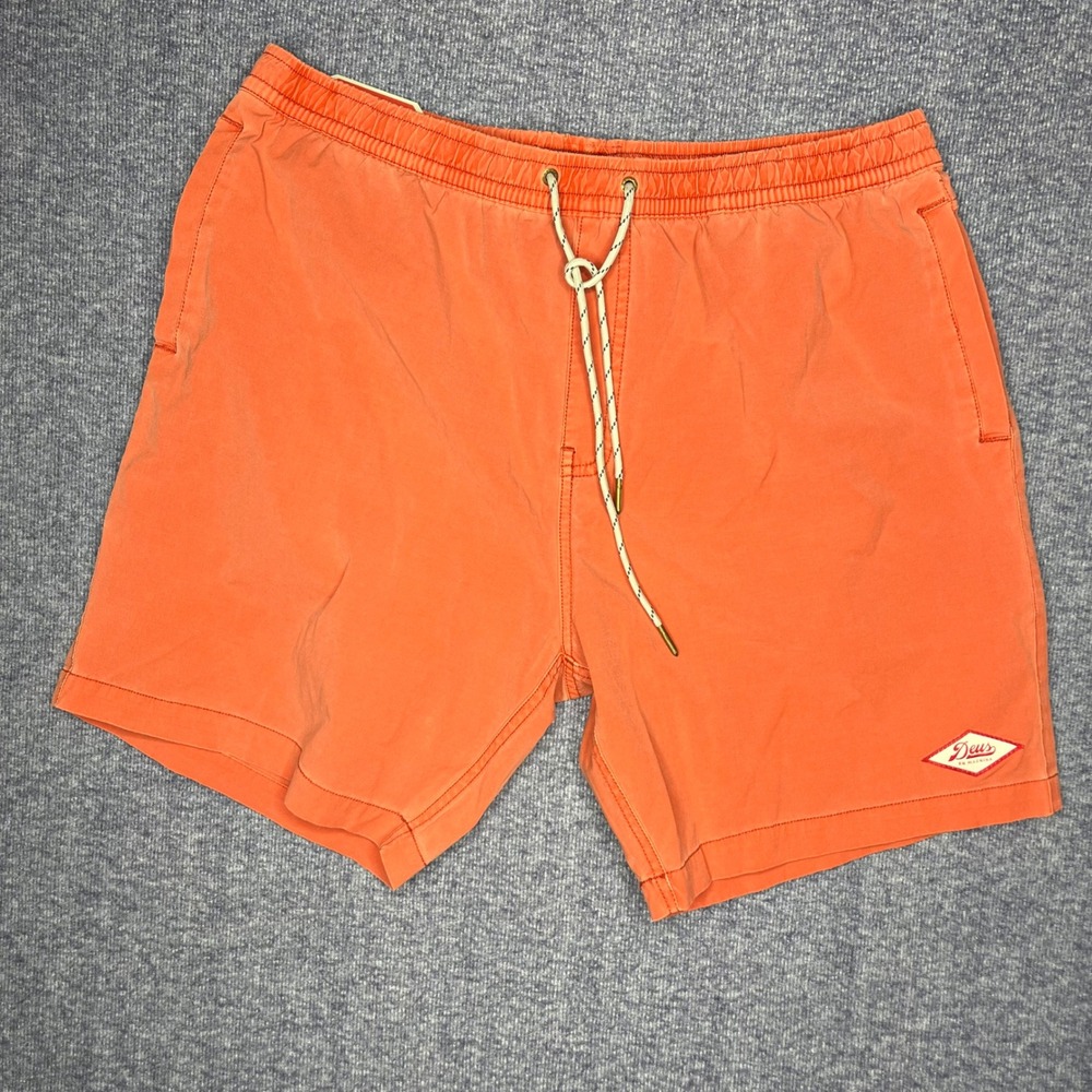 Deus Ex Machina The Sandbar Swim Trunks Shorts Orange XL‎ Elastic Waist